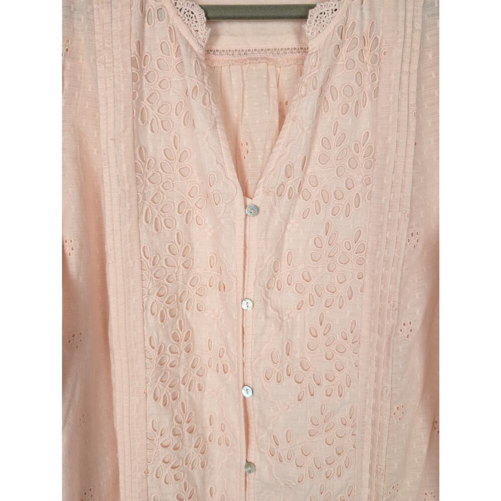 Sundance Valeria Top Blouse Eyelet Lace Bohemian Western Blush Pink Size L - Picture 8 of 12